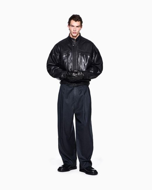 Giorgio Armani Black Nappa-Leather Gloves for men