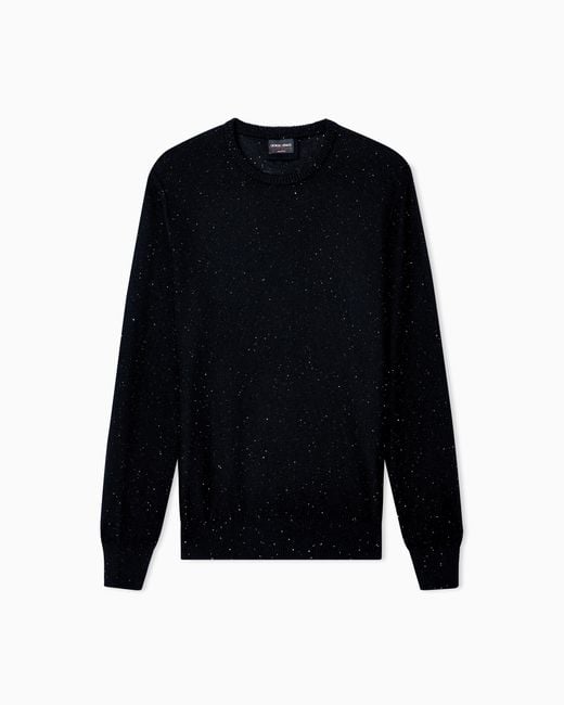 Jersey De Cuello Redondo En Cachemir Y Seda Con Strass Giorgio's Giorgio Armani de hombre de color Black