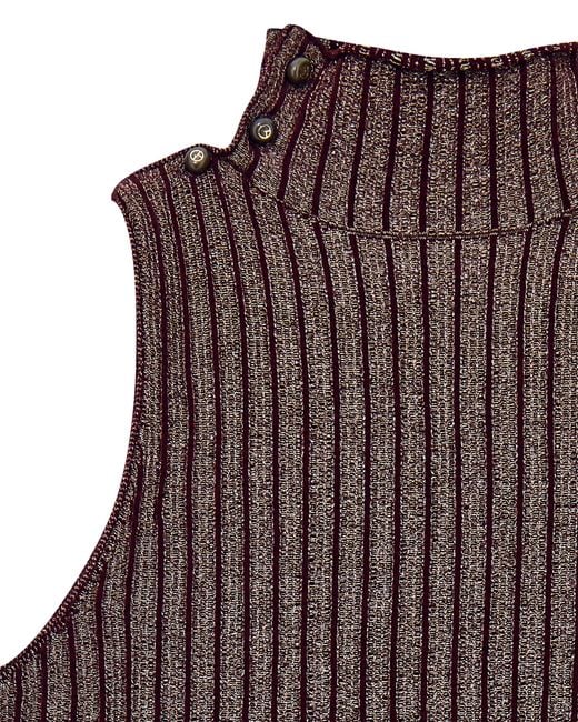 Giorgio Armani Brown Knit Top Sleeveless Turtleneck