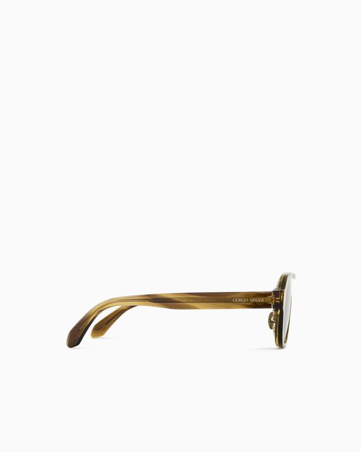 Giorgio Armani Green Irregular-Shaped Sunglasses for men