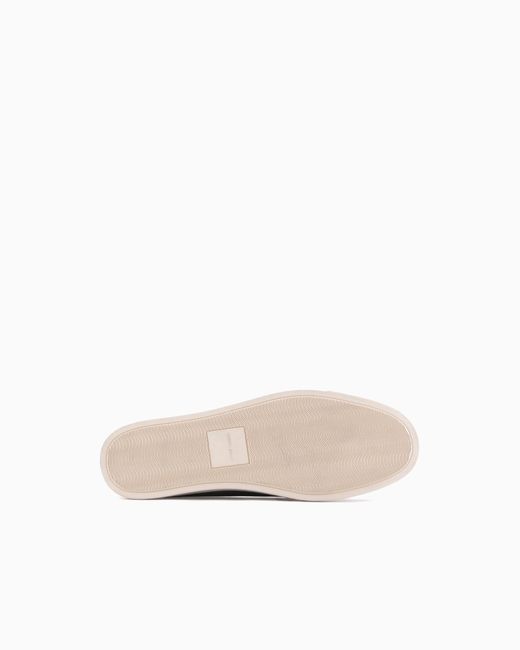 Giorgio Armani Blue Suede Slip On With Threading And Rubber Sole for men