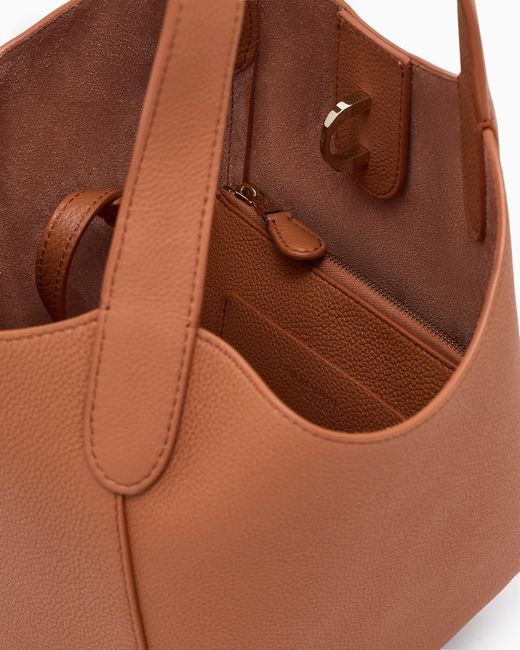 Giorgio Armani Blue Pebbled Bag Handbag With A Removable Inner Pouch