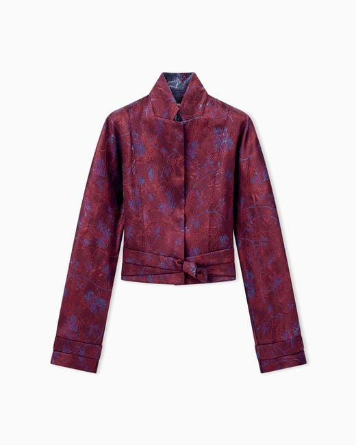 Giorgio Armani Purple Blazer Slim-Fit Cropped