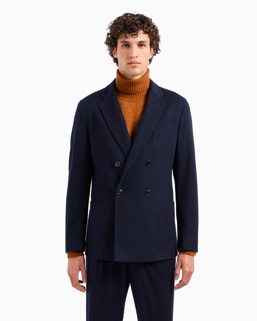 Giorgio Armani Blue Vicuña Double-Breasted Jacket for men