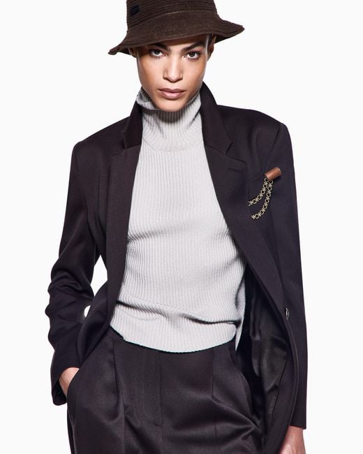 Veste À Simple Boutonnage En Laine Giorgio Armani en coloris Blue