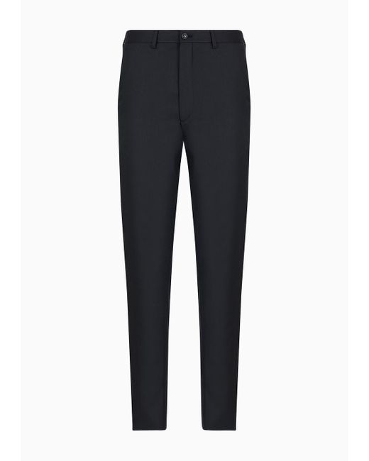 Giorgio Armani Blue Flat-front Trousers In Wool And Cashmere Gabardine for men