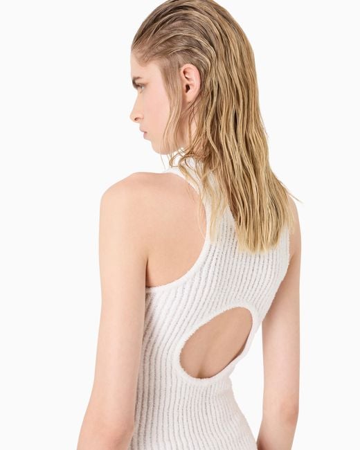 Giorgio Armani White Ribbed Cotton And Viscose-Blend Bodysuit