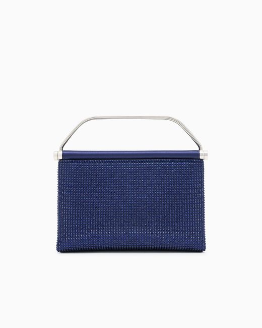 Giorgio Armani Blue Small Satin And Rhinestone Handbag