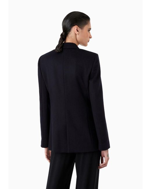 Giorgio Armani Blue Double-breasted Jacket In Virgin Wool And Cashmere