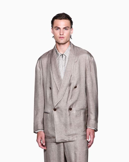 Giorgio Armani Gray Double-Breasted Jacket for men