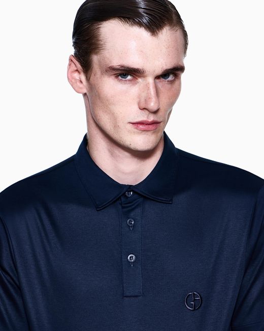 Giorgio Armani Blue Interlock Polo for men