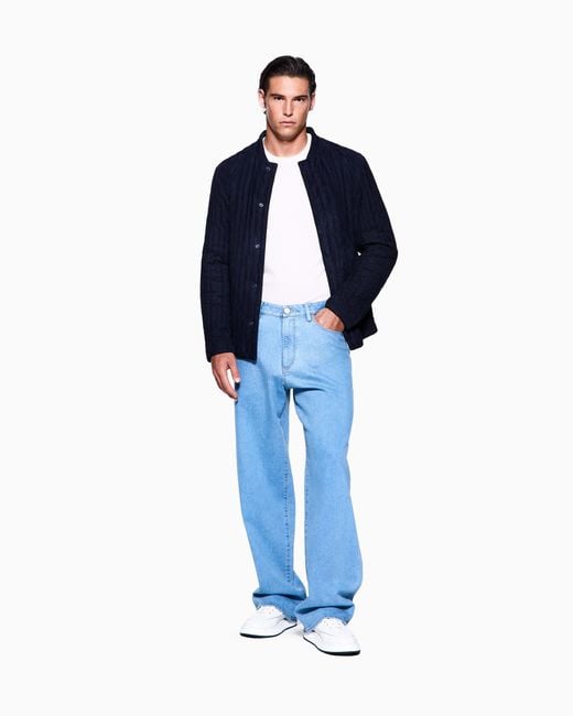 Giorgio Armani Blue Cotton And Modal Five-Pocket Trousers for men