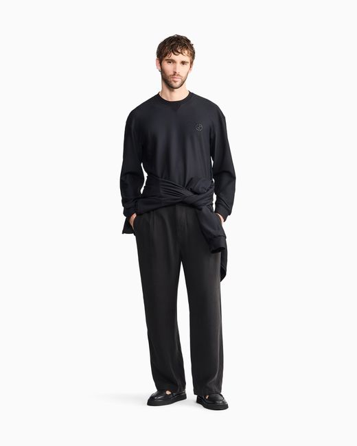Giorgio Armani Blue Technical Waffle Sweatshirt for men