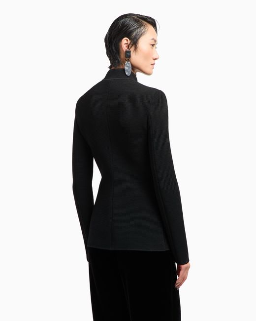 Giorgio Armani Black Viscose Ottoman Single-Breasted Jacket