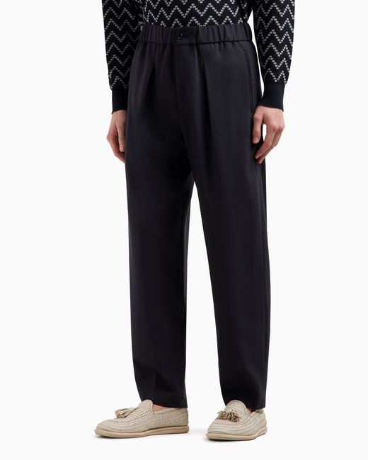 Pantalon À Une Pince En Toile De Laine Giorgio Armani pour homme en coloris Blue