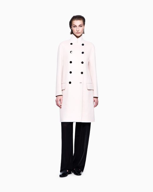 Giorgio Armani White Double-Breasted Cashmere Double Cloth Coat