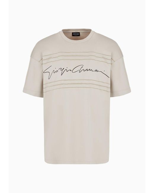 Camiseta De Cuello Redondo En Punto De Algodón Orgánico Asv Giorgio Armani de hombre de color White