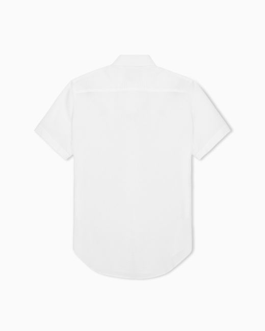 Giorgio Armani White Short-Sleeved Cotton-Seersucker Shirt for men