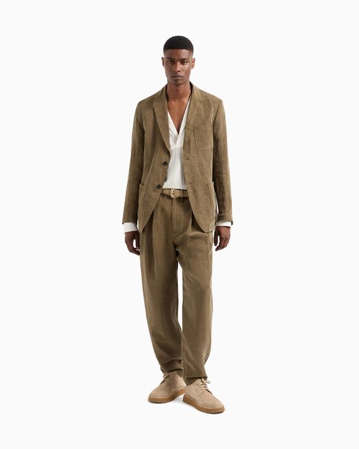 Veste À Simple Boutonnage En Lin Et Lyocell Giorgio Armani pour homme en coloris Green