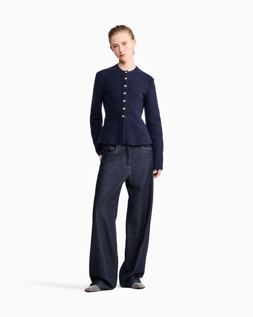 Giorgio Armani Blue Trouser Regular Fit 5 Pocket Cotton And Virgin Wool Denim