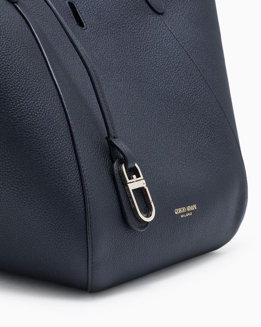 Giorgio Armani Blue Pebbled Bag With A Removable Inner Pouch