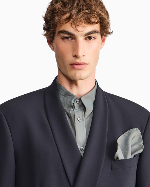 Giorgio Armani Blue Handkerchief Woven Herringbone for men