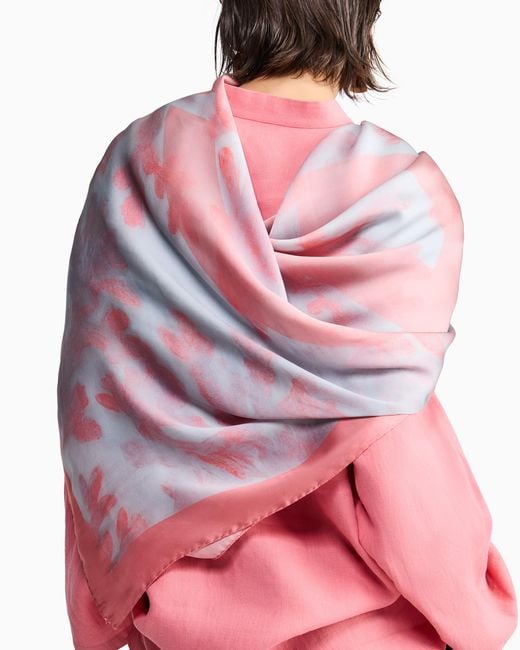 Giorgio Armani Pink Printed Silk Foulard