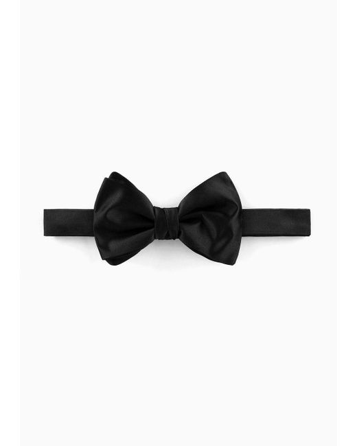 Giorgio Armani Black Pure Silk Knotted Bow Tie for men