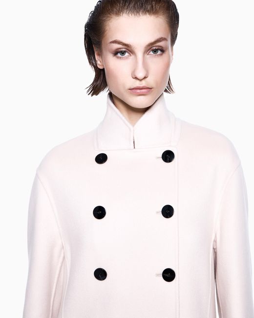 Giorgio Armani White Double-Breasted Cashmere Double Cloth Coat