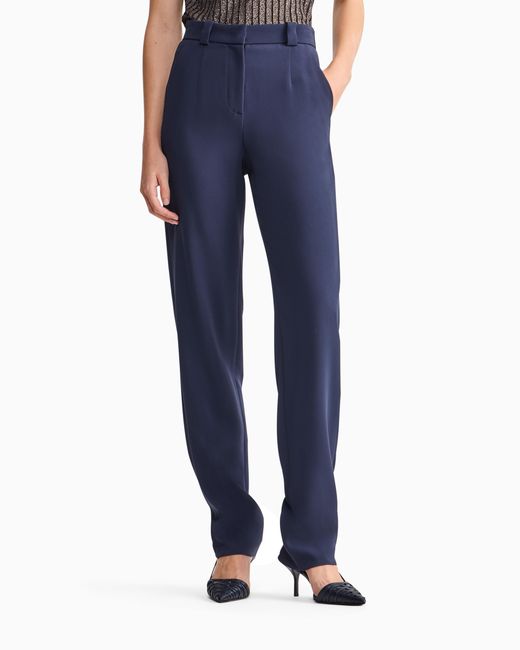 Giorgio Armani Blue Trouser Regular Fit Straight Flat Front