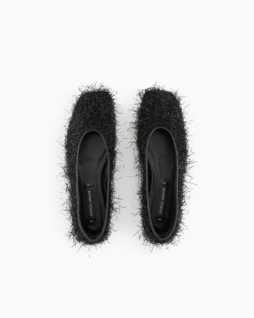 Giorgio Armani White X 10 Corso Como Faux-Fur Fabric Ballerinas