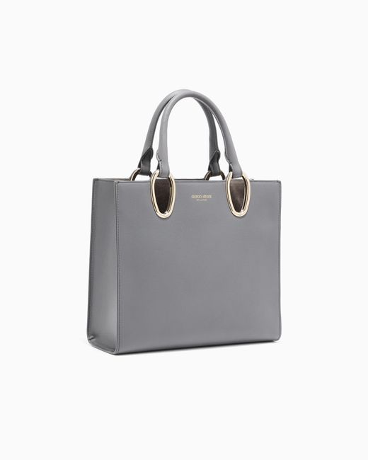 Giorgio Armani Gray Leather Shopper Bag