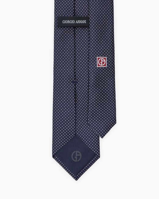 Giorgio Armani Blue Silk Tie With Jacquard Micro-Pattern for men
