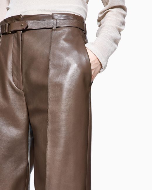 Giorgio Armani Brown Nappa Lambskin Trousers
