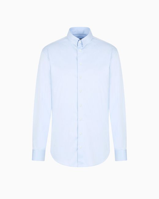 Camisa De Sarga De Algodón Giorgio Armani de hombre de color White