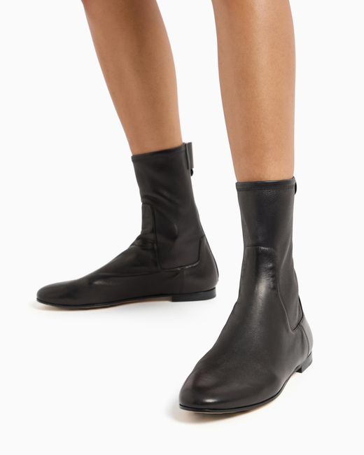 Giorgio Armani Black Stiefeletten Aus Nappaleder