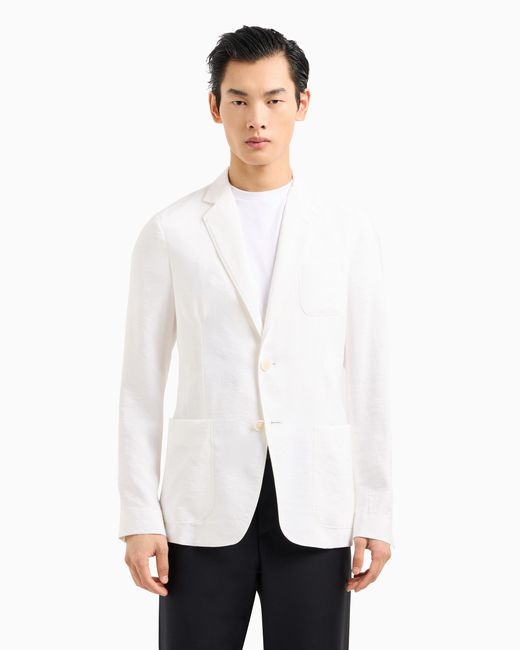 Giorgio Armani White Upton Line Single-Breasted Jacket for men