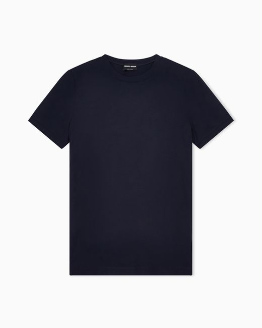 Giorgio Armani Blue Jersey T-Shirt With A Crew Neck And Short Sleeves