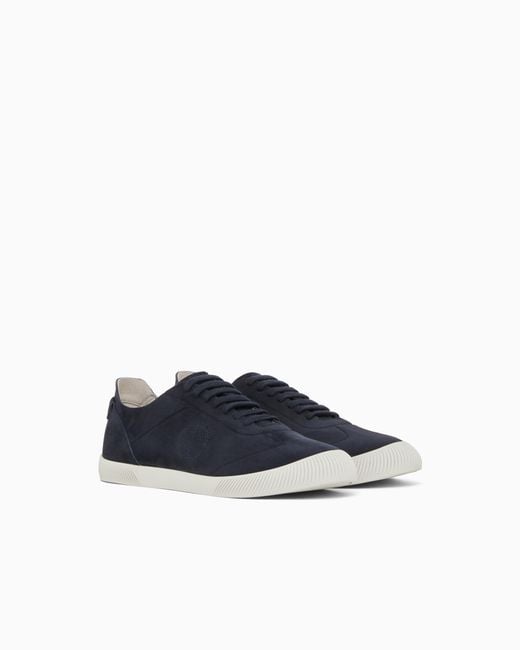 Giorgio Armani Blue Suede Sneakers for men