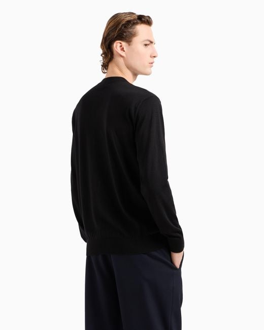 Maglia Girocollo di Giorgio Armani in Black da Uomo