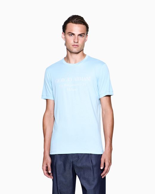 T-Shirt Girocollo Borgonuovo 11 di Giorgio Armani in Blue da Uomo