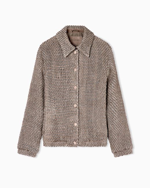 Giorgio Armani Brown Woven Lambskin Suede Blouson