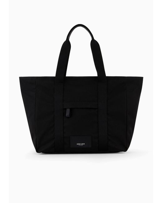 Giorgio Armani Black Armani Sustainability Values Small Nylon Shopper Bag for men