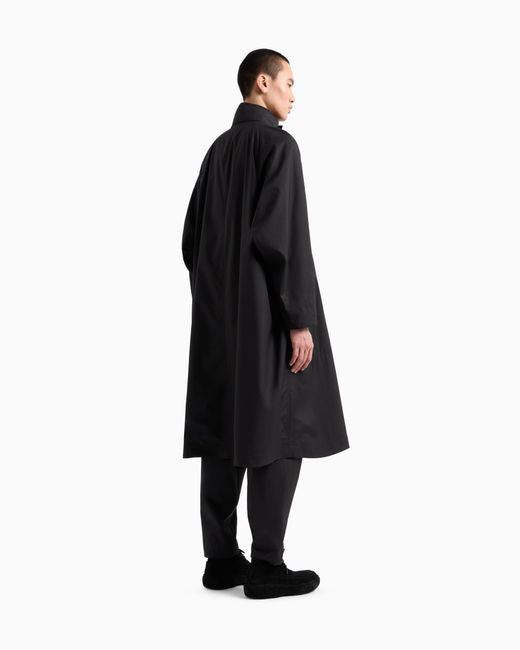 Giorgio Armani Black Wool And Silk Technical Canvas Trench Coat for men