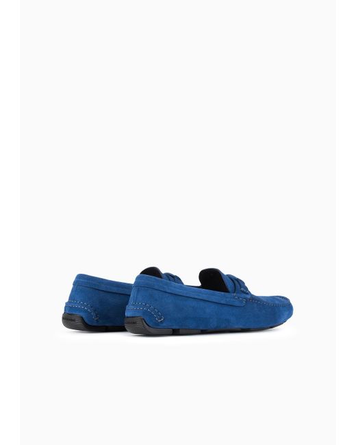 Giorgio Armani Blue Suede Loafers for men