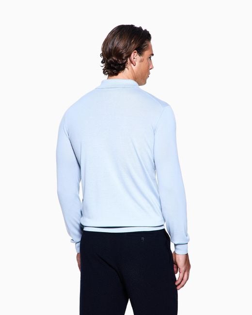 Giorgio Armani Blue Long-Sleeved Polo Shirt for men