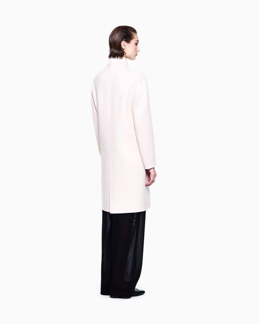 Giorgio Armani White Double-Breasted Cashmere Double Cloth Coat