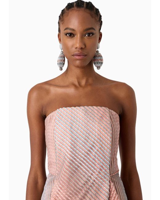 Giorgio Armani Pink Embroidered, Gradient Fabric Bustier Dress