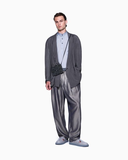 Giorgio Armani Blue Silk Habotai Shirt for men