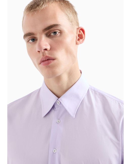 Camicia Regular Fit In Cotone di Giorgio Armani in White da Uomo